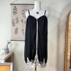 Y2k Lace Pleated Slip Dress Whimsigoth Dark Coquette Dolly Romantic Goth S M